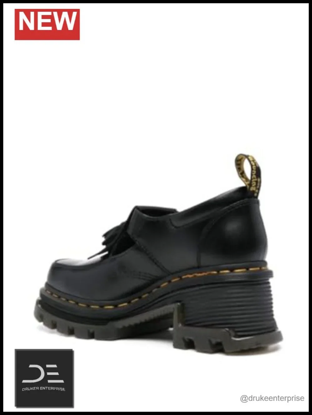 Leather Mary Jane Shoes Block Heel Buckle